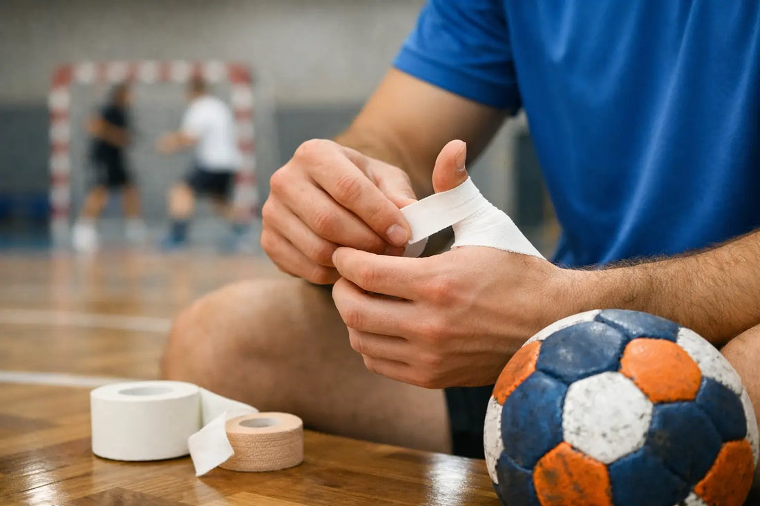 Tejpa tumme inför handboll med rätt stöd