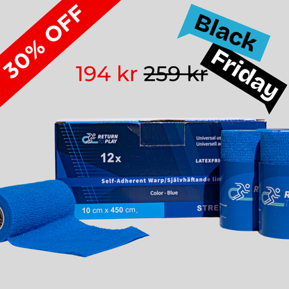 Return to Play Självhäftande Linda 12-pack 10 cm x 4,5 m (Blå)