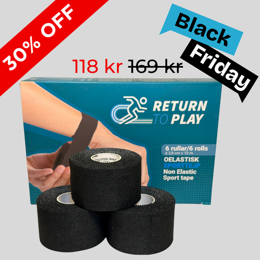 Return to Play Sporttejp Svart 6-pack 3,8 cm x 10 m