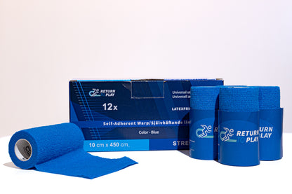 Return to Play Självhäftande Linda 12-pack 10 cm x 4,5 m (Blå)