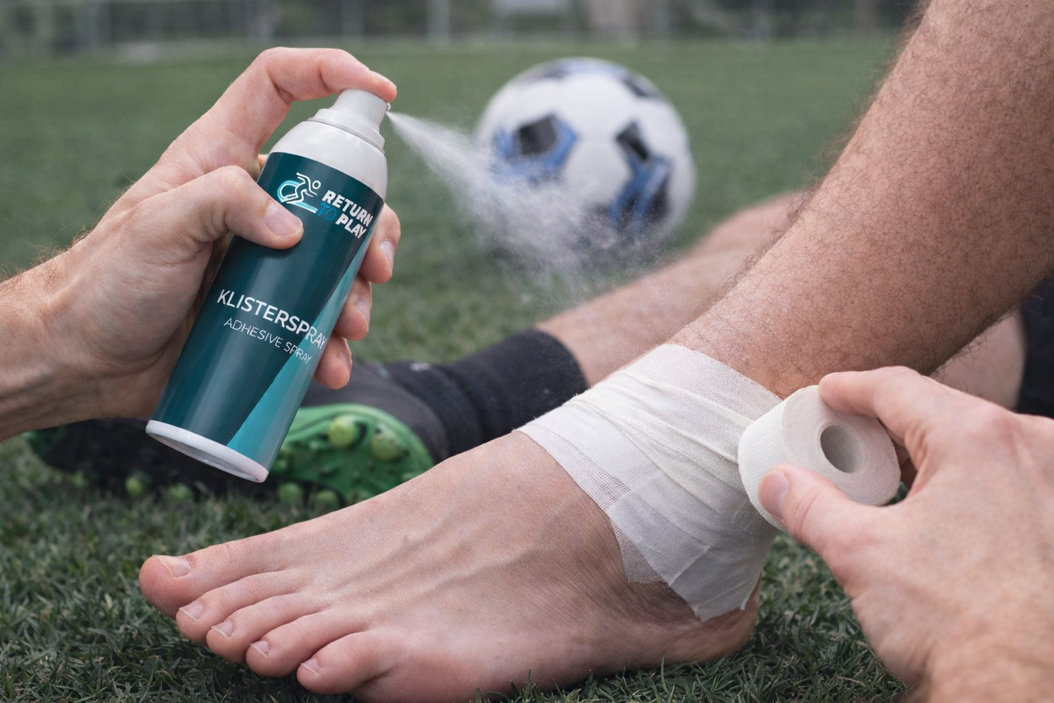 Klisterspray på fotbollsplan